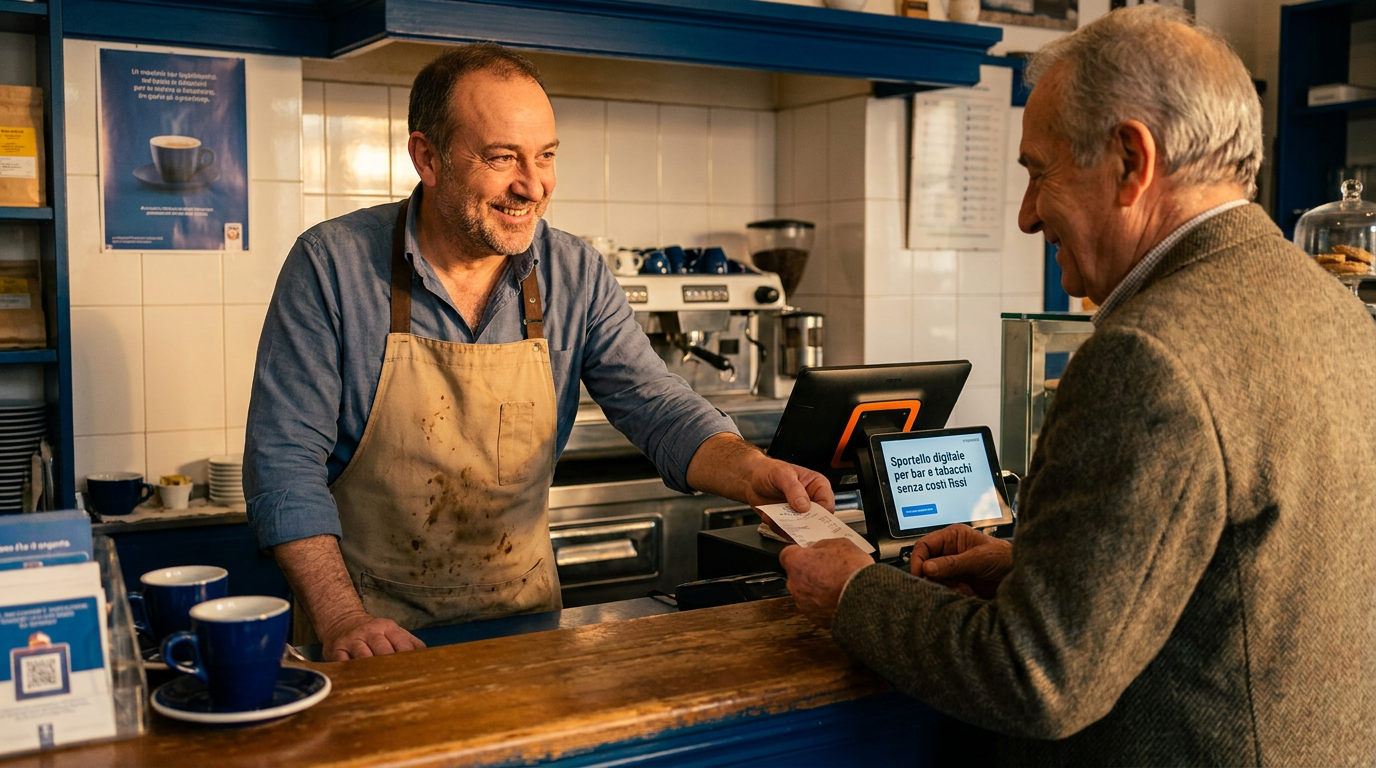 Sportello digitale per bar e tabacchi senza costi fissi